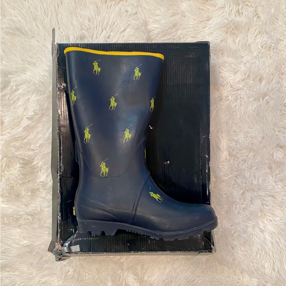 Polo Ralph Lauren Navy/Yellow Rain Boots - Picture 2 of 7